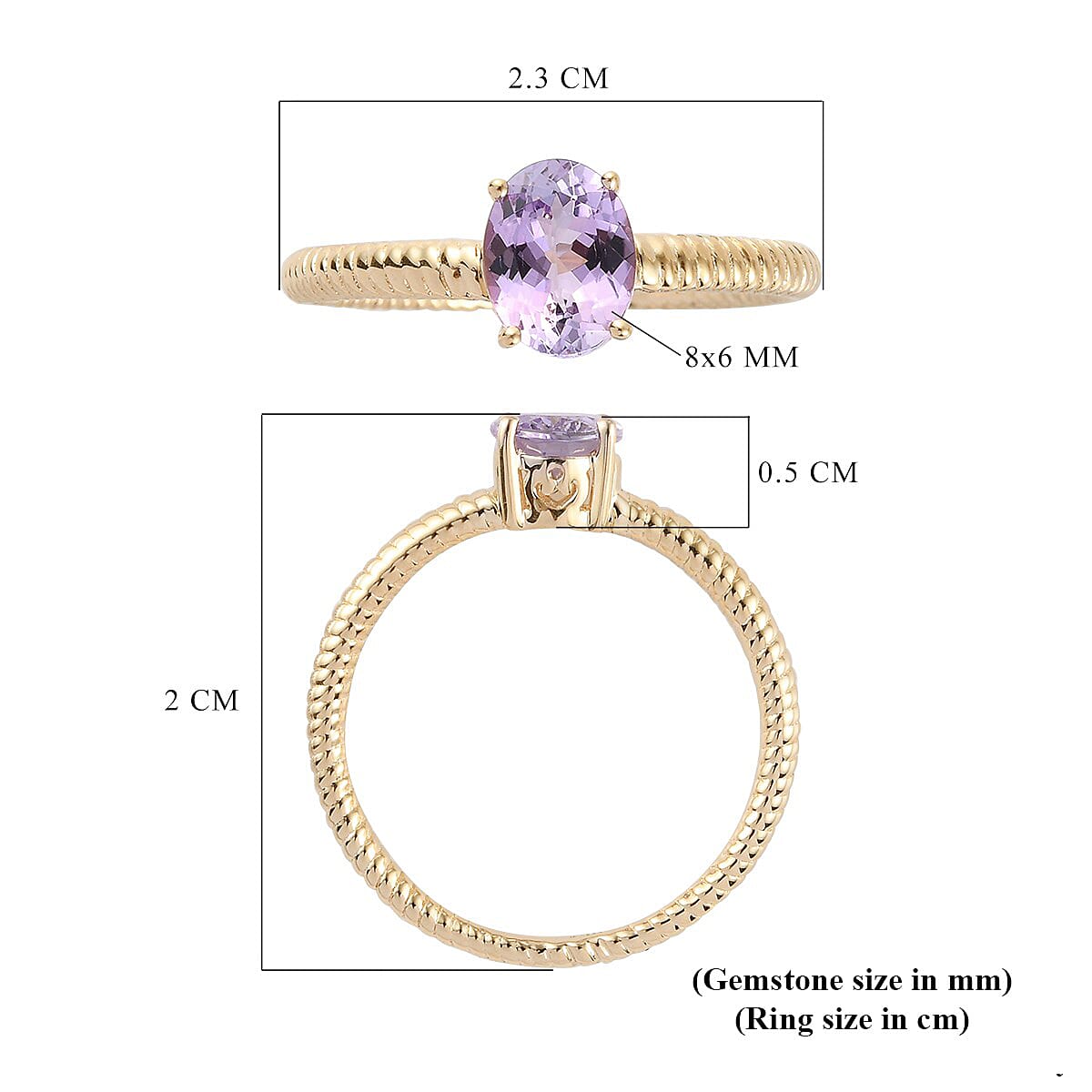 14K Yellow Gold  Pink Tanzanite Ring 1.15 Ct.