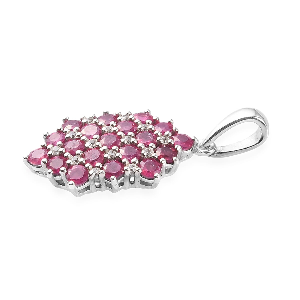 African Ruby and Natural Cambodian Zircon Pendant in Platinum Overlay Sterling Silver 2.00 ct.