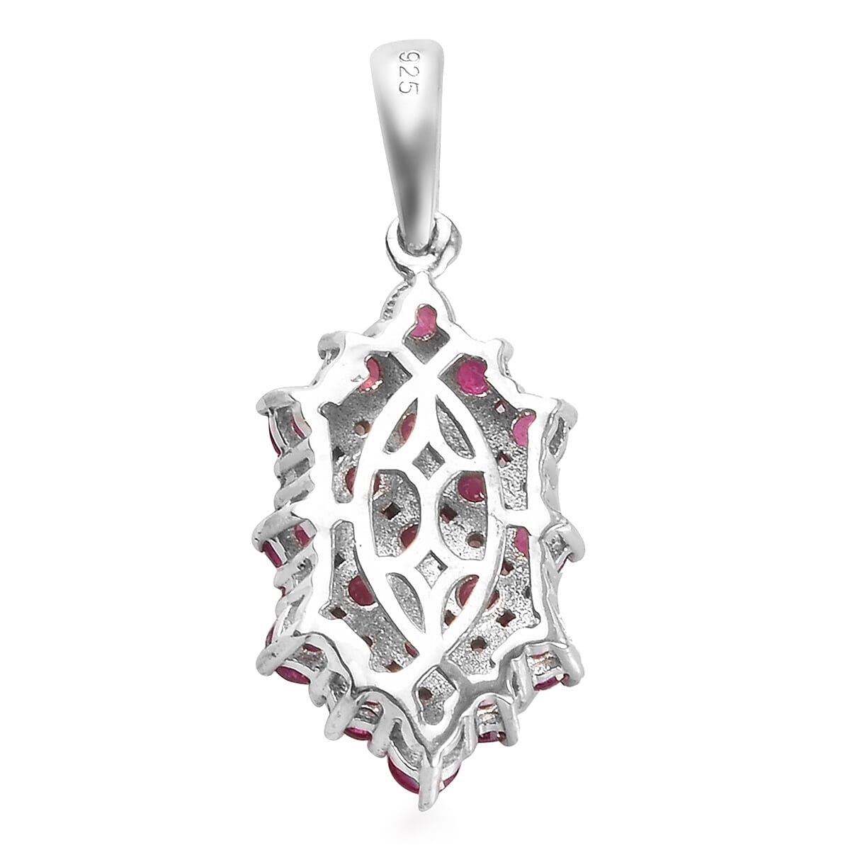 African Ruby and Natural Cambodian Zircon Pendant in Platinum Overlay Sterling Silver 2.00 ct.