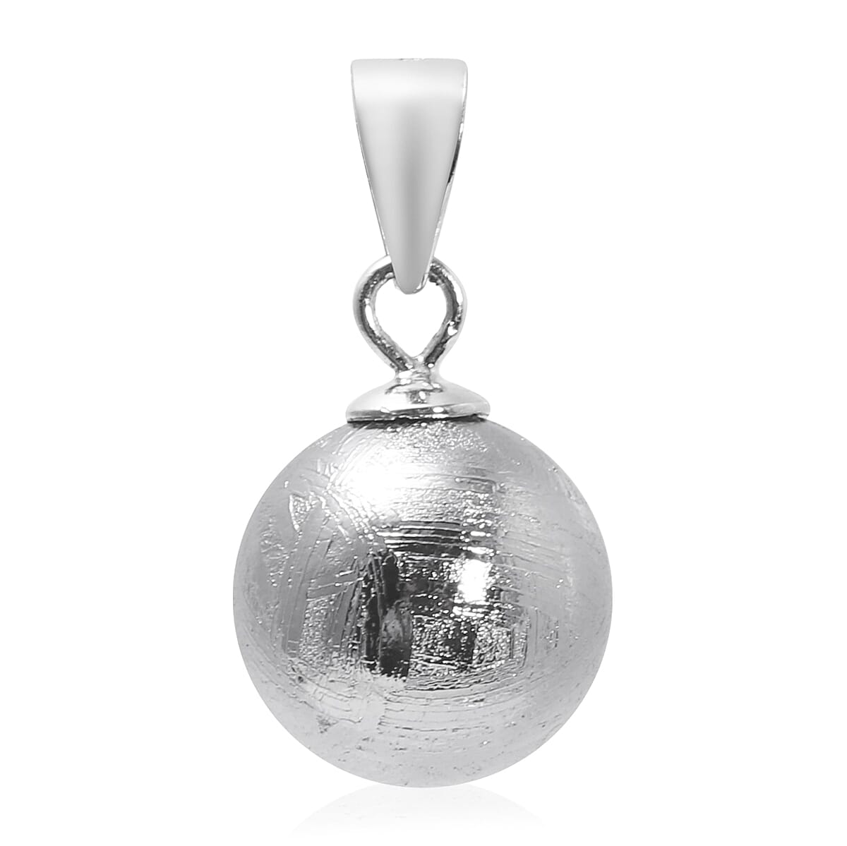 Meteorite Bead Pendant in Rhodium Overlay Sterling Silver 22.000  Ct.