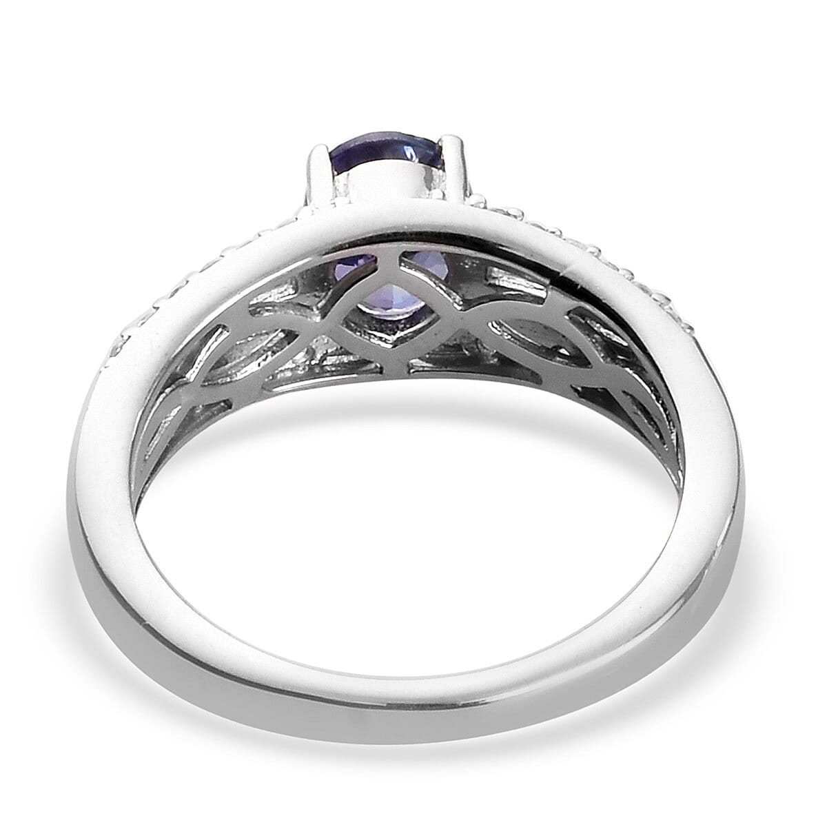 Premium Tanzanite and Natural Cambodian Zircon Ring in Platinum Overlay Sterling Silver 1.82 Ct.