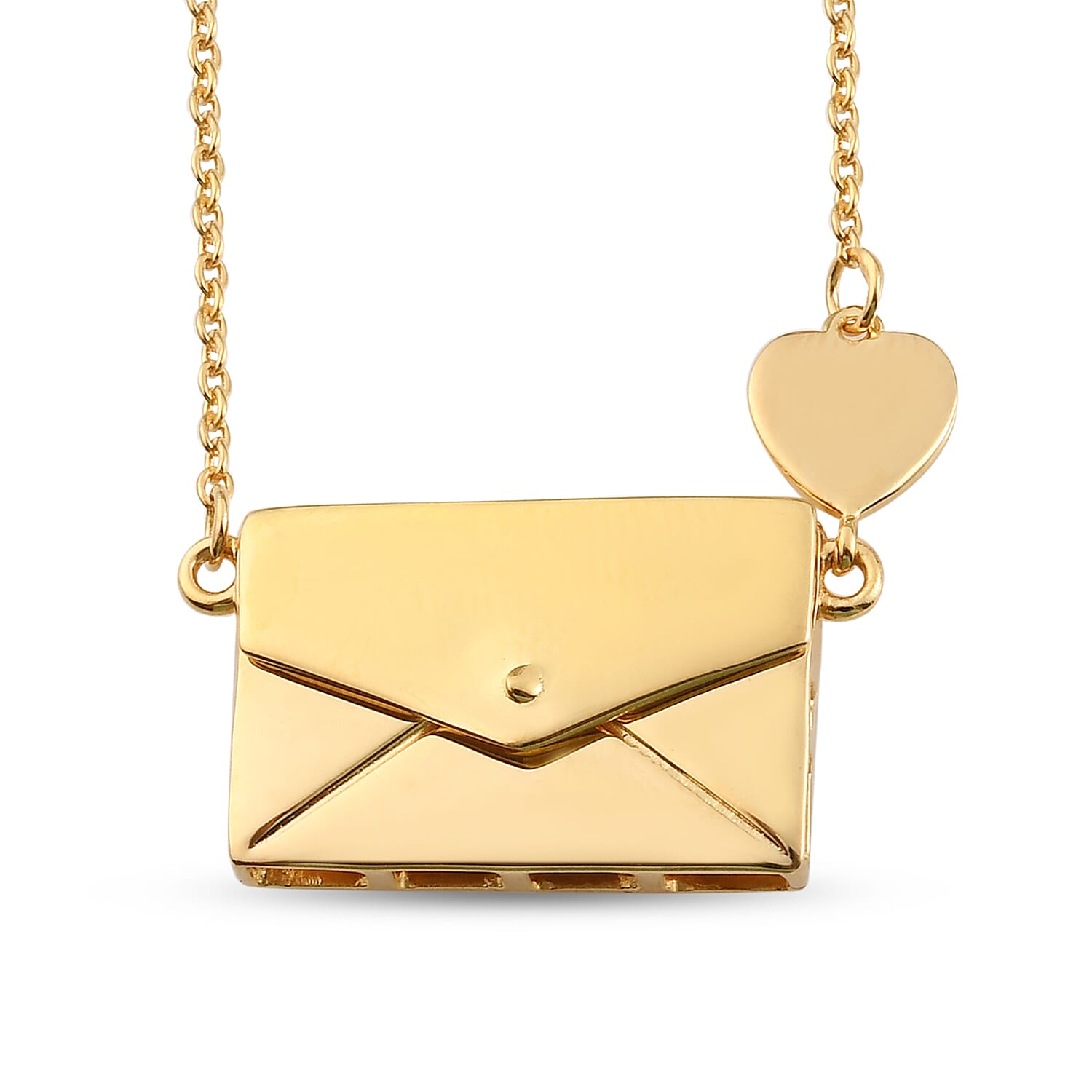 Personalised Secret Message Envelope Necklace with Heart, Size 20-Inch