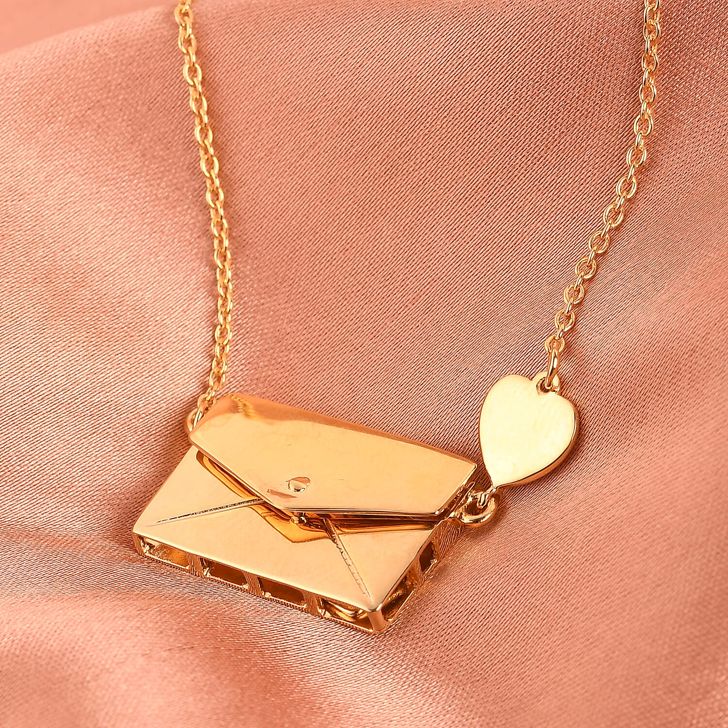 Personalised Secret Message Envelope Necklace with Heart, Size 20-Inch