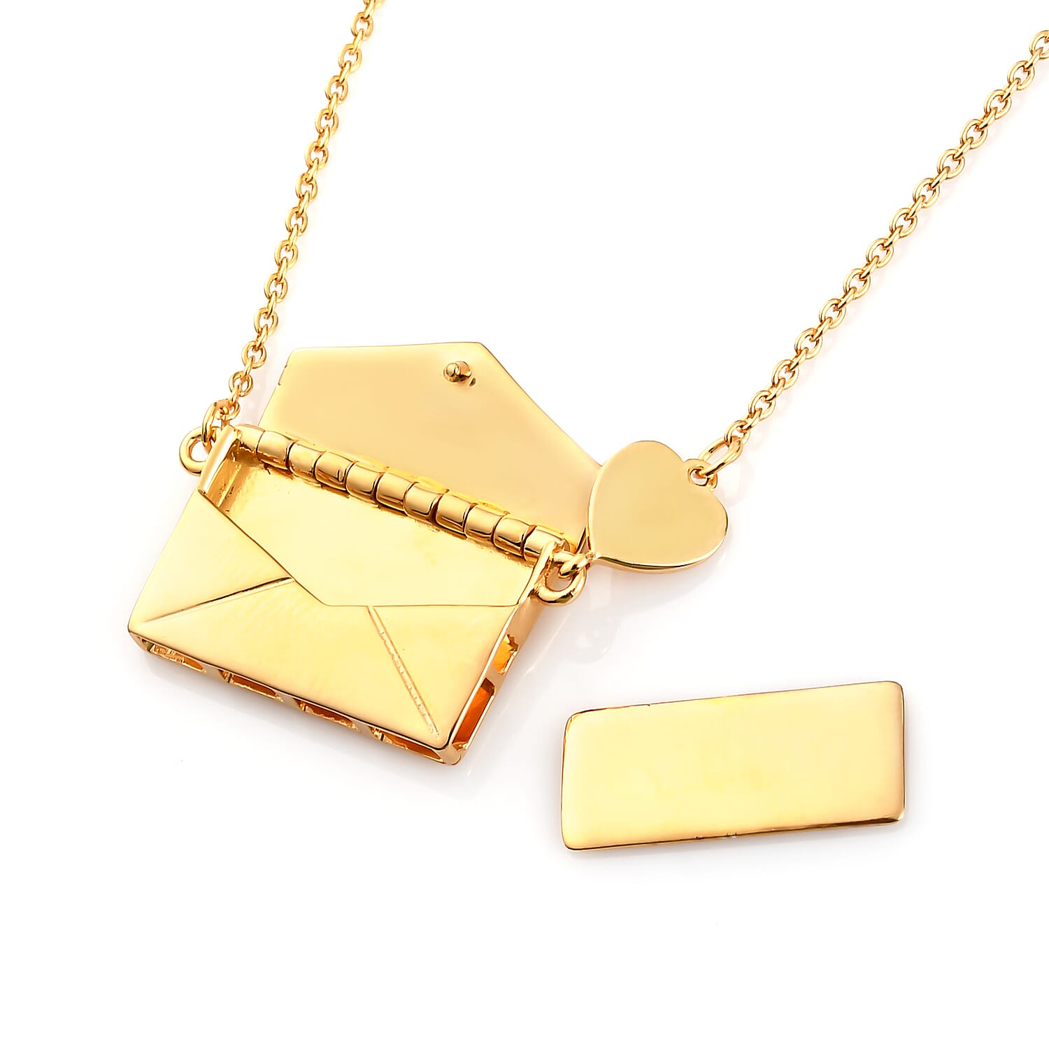 Personalised Secret Message Envelope Necklace with Heart, Size 20-Inch