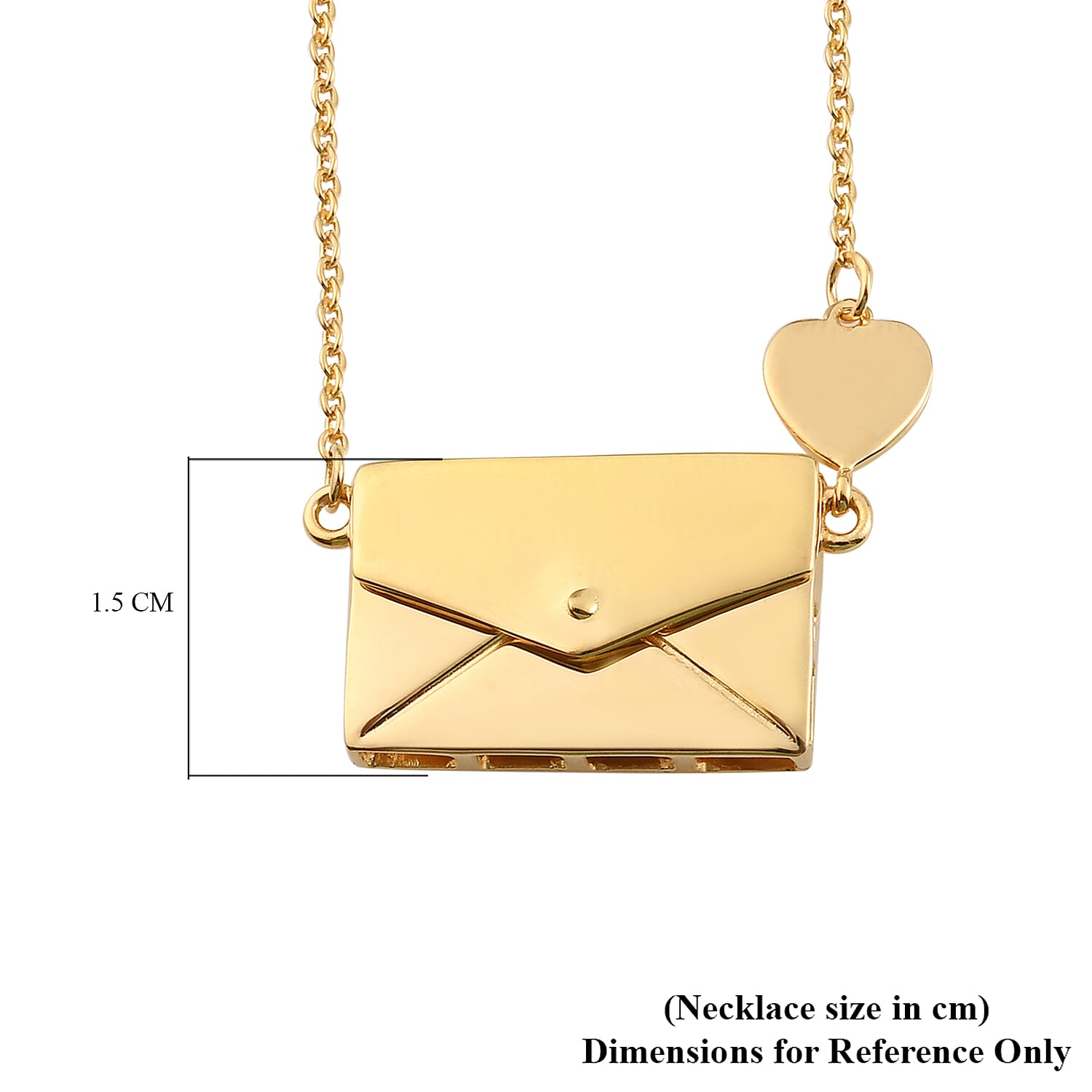 Personalised Secret Message Envelope Necklace with Heart, Size 20-Inch
