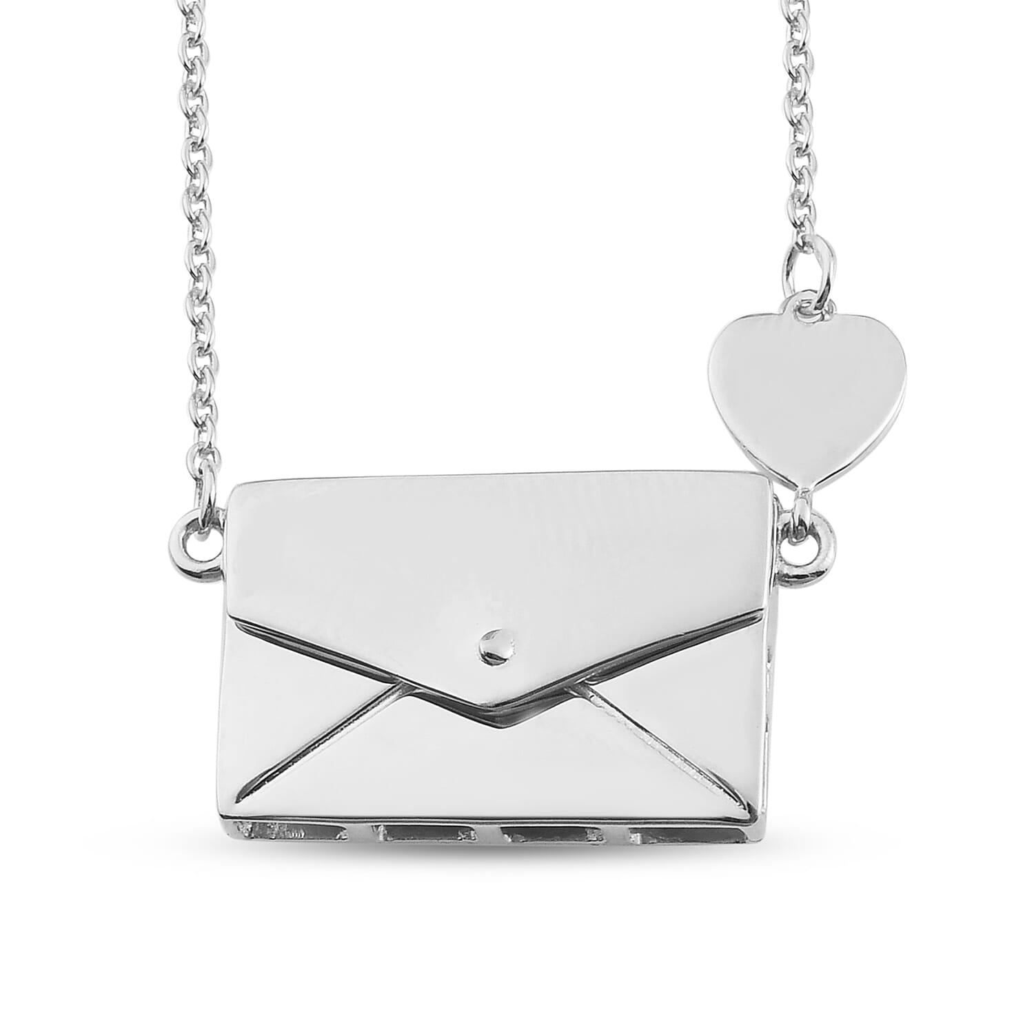 Personalised Secret Message Envelope Necklace with Heart, Size 20-Inch