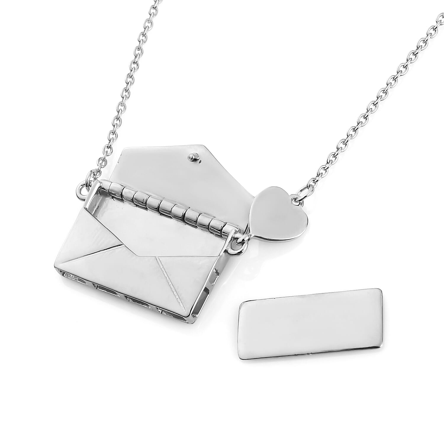Personalised Secret Message Envelope Necklace with Heart, Size 20-Inch
