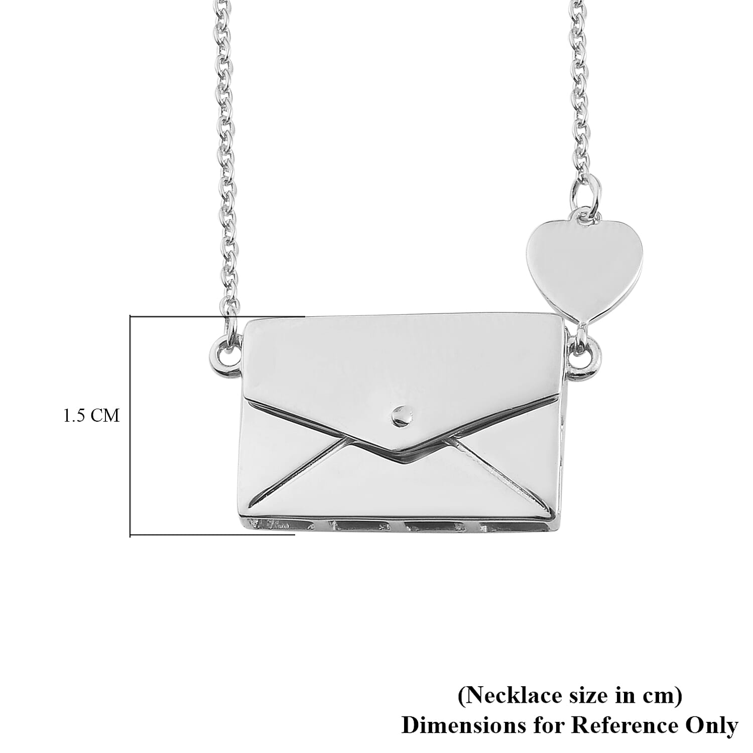 Personalised Secret Message Envelope Necklace with Heart, Size 20-Inch