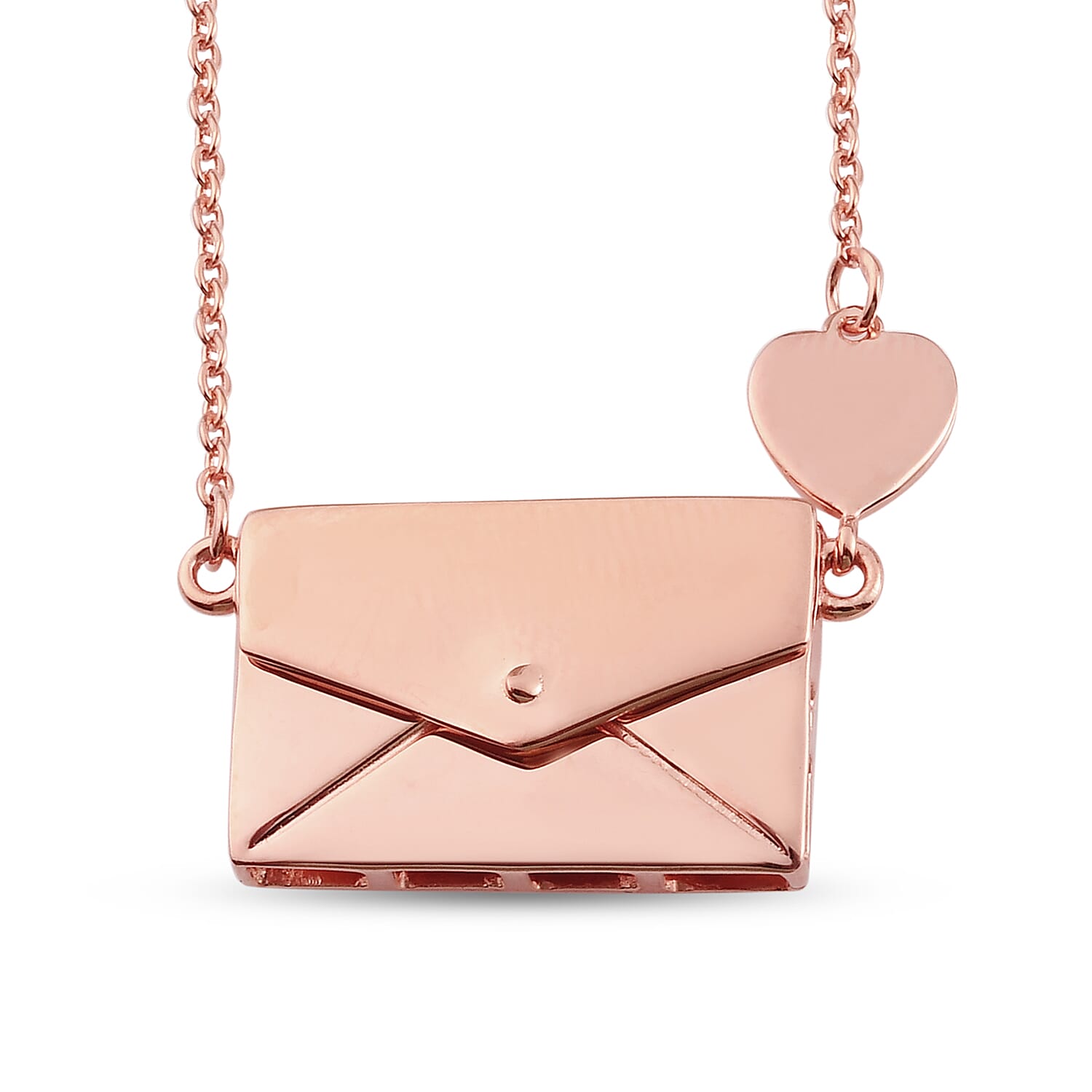 Personalised Secret Message Envelope Necklace with Heart, Size 20-Inch