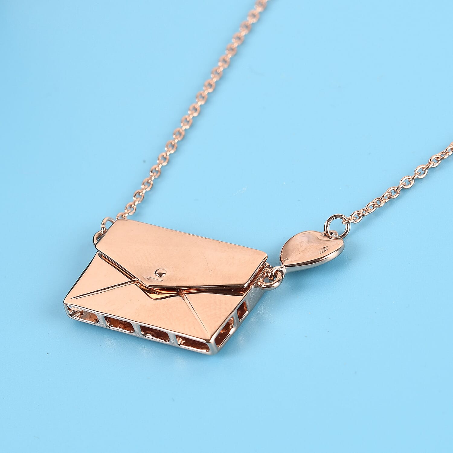 Personalised Secret Message Envelope Necklace with Heart, Size 20-Inch