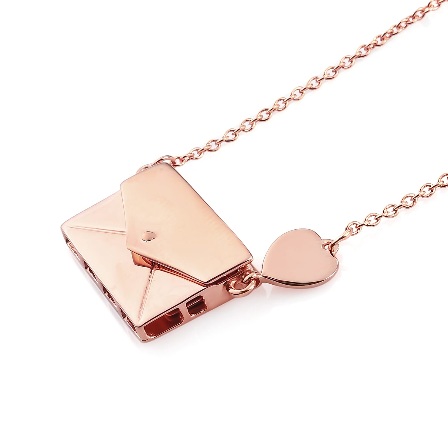 Personalised Secret Message Envelope Necklace with Heart, Size 20-Inch