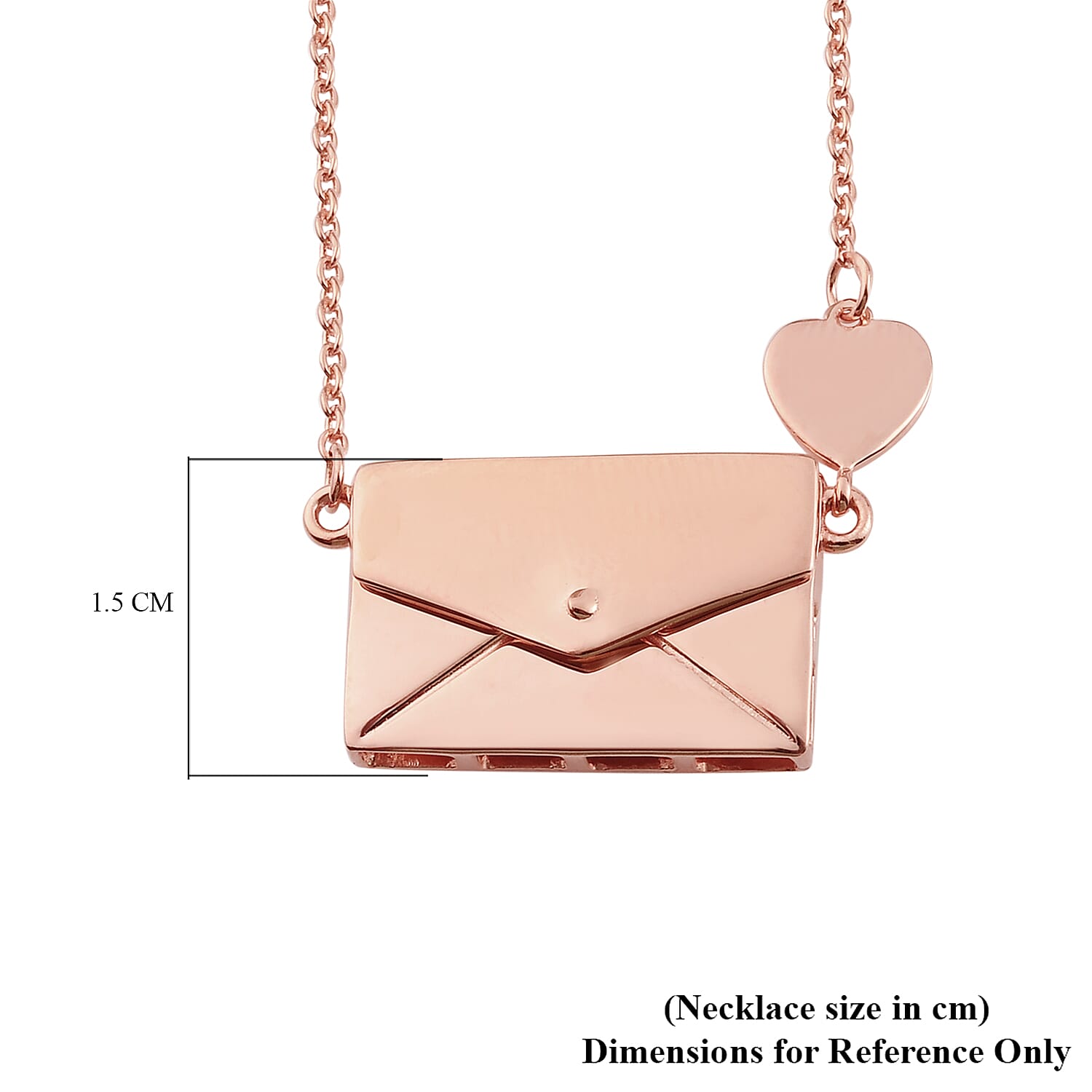 Personalised Secret Message Envelope Necklace with Heart, Size 20-Inch