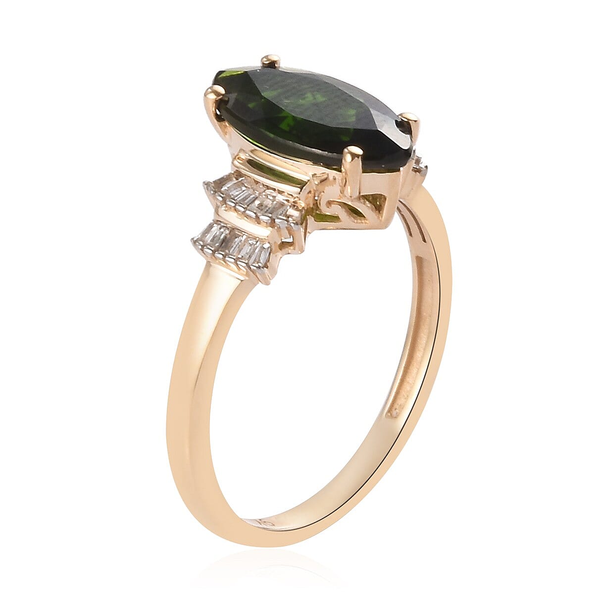 9K Yellow Gold Chrome Diopside and Diamond Ring 1.20 Ct.