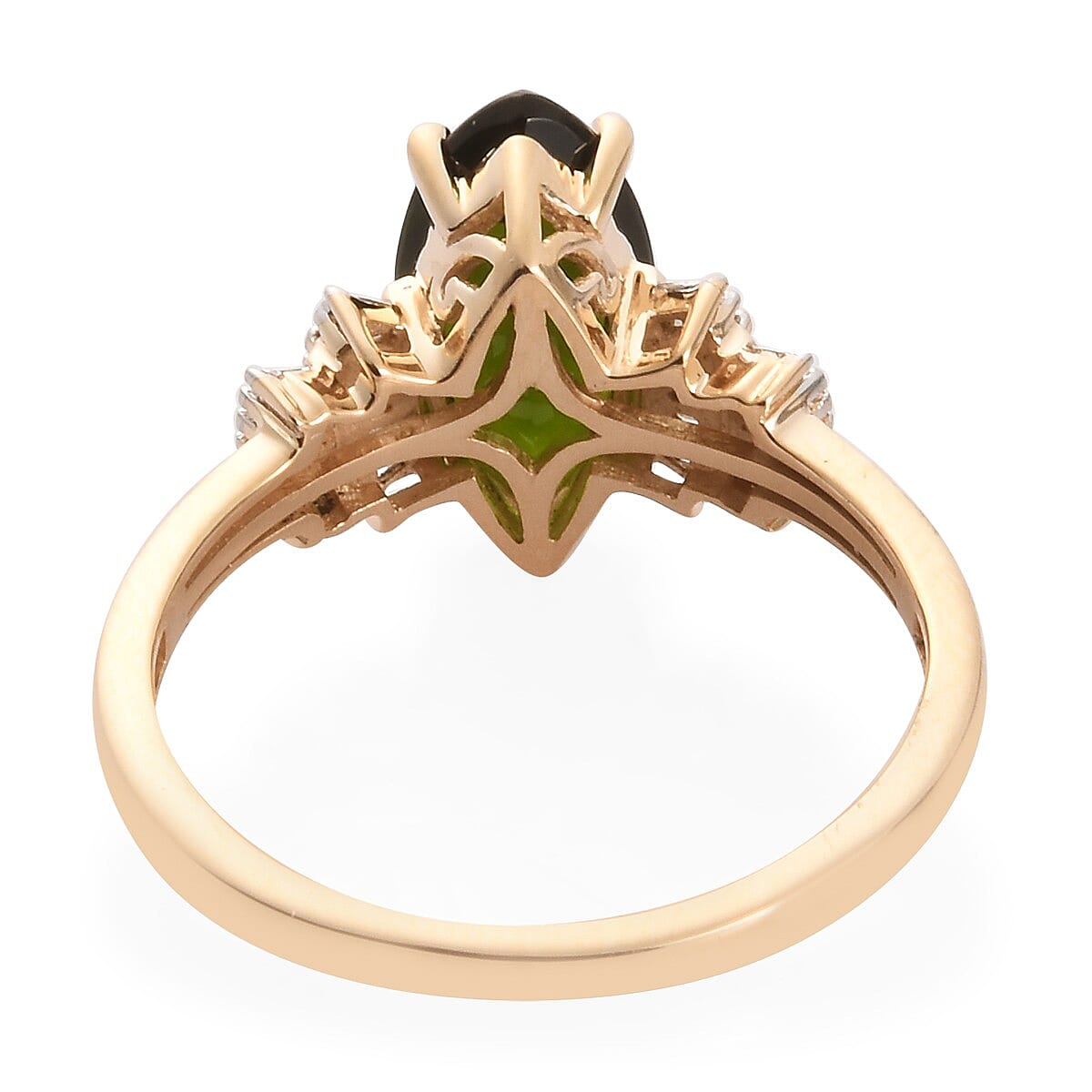 9K Yellow Gold Chrome Diopside and Diamond Ring 1.20 Ct.