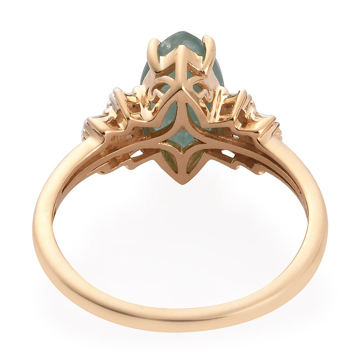 9K Yellow Gold AA Grandidierite and  Diamond Ring 1.70 Ct.