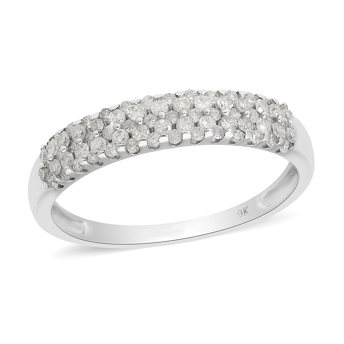 0.50 Ct. SGL Certified Diamond I3/G-H Band Ring in 9K White Gold