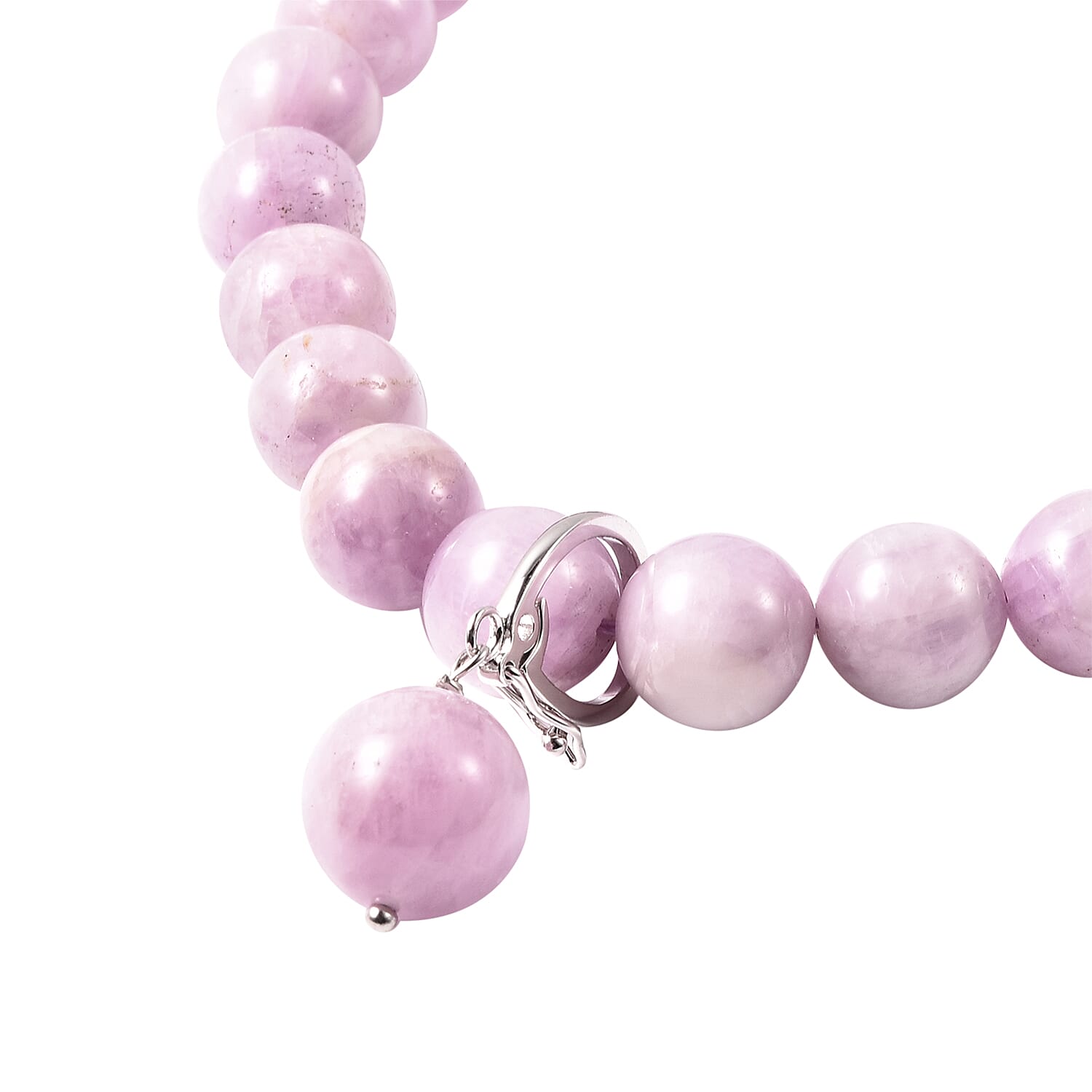 Kunzite Beaded Necklace with Detachable Pendant (Size 20 with Magnetic Lock) in Rhodium Overlay Sterling Silver 522.50 Ct.