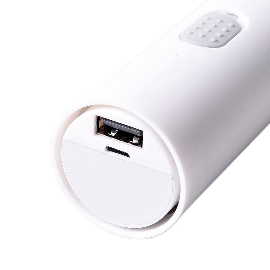 Rechargeable Portable Pocket Fan with 1200mAh Battery Power Bank (Size 3.7x3.7x13.2 cm) -  White