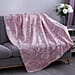 Fleece Printed Blanket with Horse Stitching (Size: 130x170cm) - Dusty Pink & White