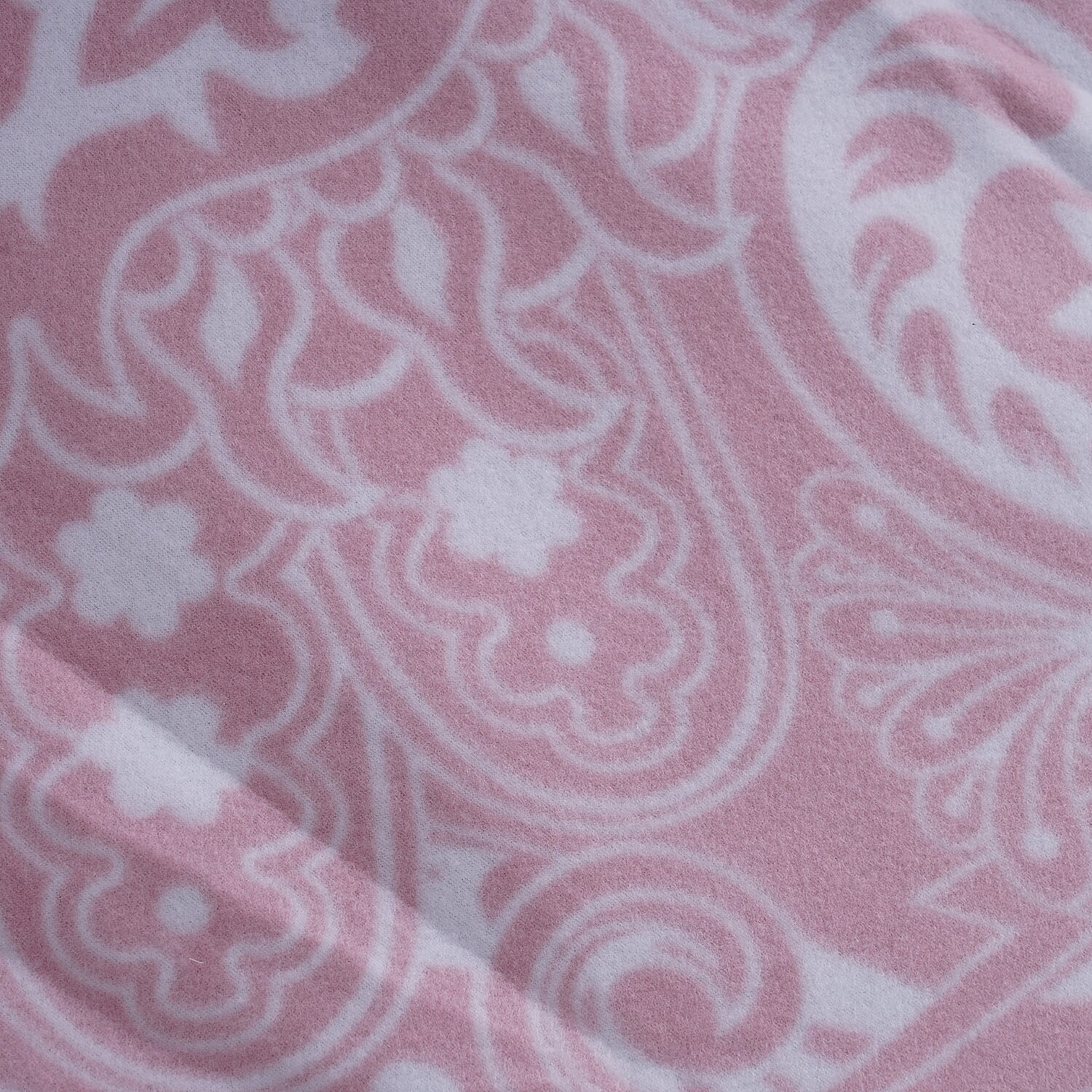 Fleece Printed Blanket with Horse Stitching (Size: 130x170cm) - Dusty Pink & White