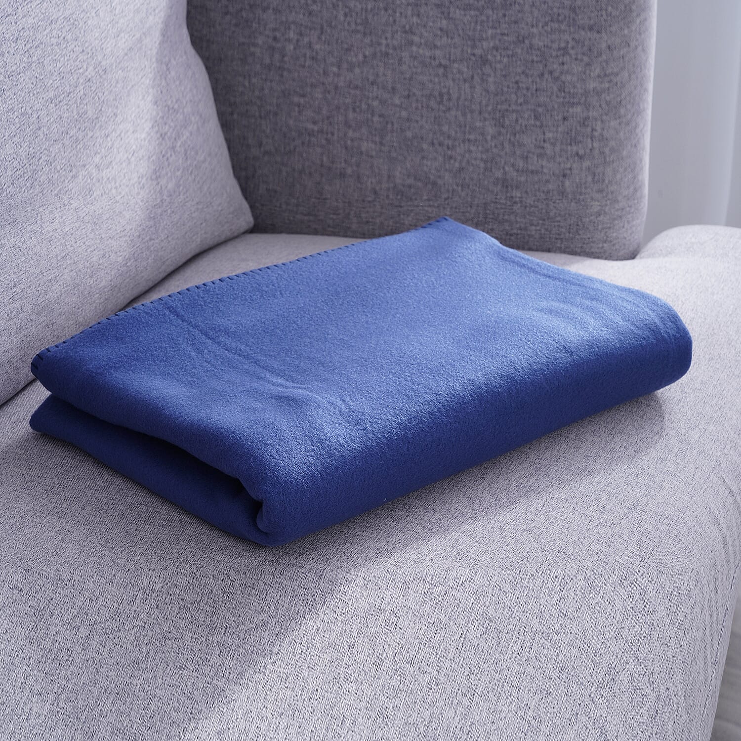 Solid Colour Fleece Throw (Size: 130x170cm) - Navy