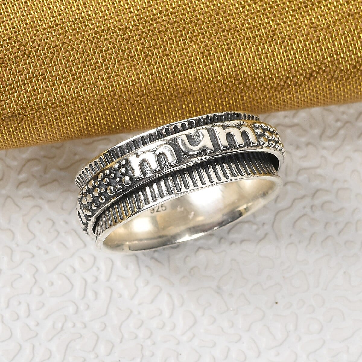 Sterling Silver MUM Embossed Ring, Sliver Wt. 4.97 Gms