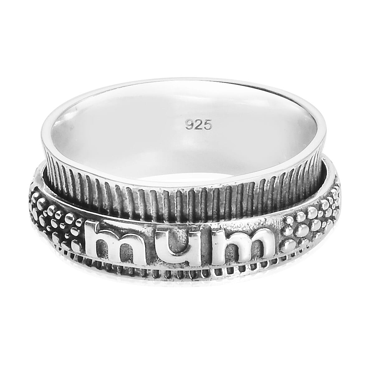 Sterling Silver MUM Embossed Ring, Sliver Wt. 4.97 Gms
