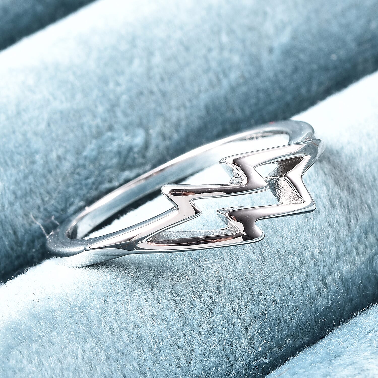 LucyQ Thunder Collection - Rhodium Overlay Sterling Silver Thunderbolt Ring