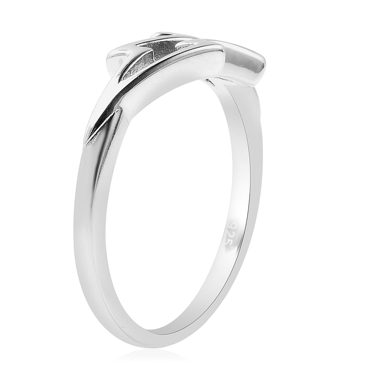 LucyQ Thunder Collection - Rhodium Overlay Sterling Silver Thunderbolt Ring