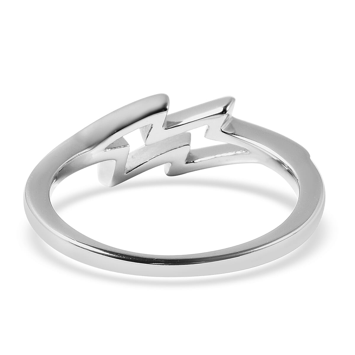 LucyQ Thunder Collection - Rhodium Overlay Sterling Silver Thunderbolt Ring