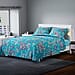 3 Piece Set - Microfiber Paisley Floral Printed Quilt (240x260Cm) and 2 Pillow Case (50x70+5Cm) - Teal and Multi