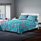 3 Piece Set - Microfiber Paisley Floral Printed Quilt (240x260Cm) and 2 Pillow Case (50x70+5Cm) - Teal and Multi
