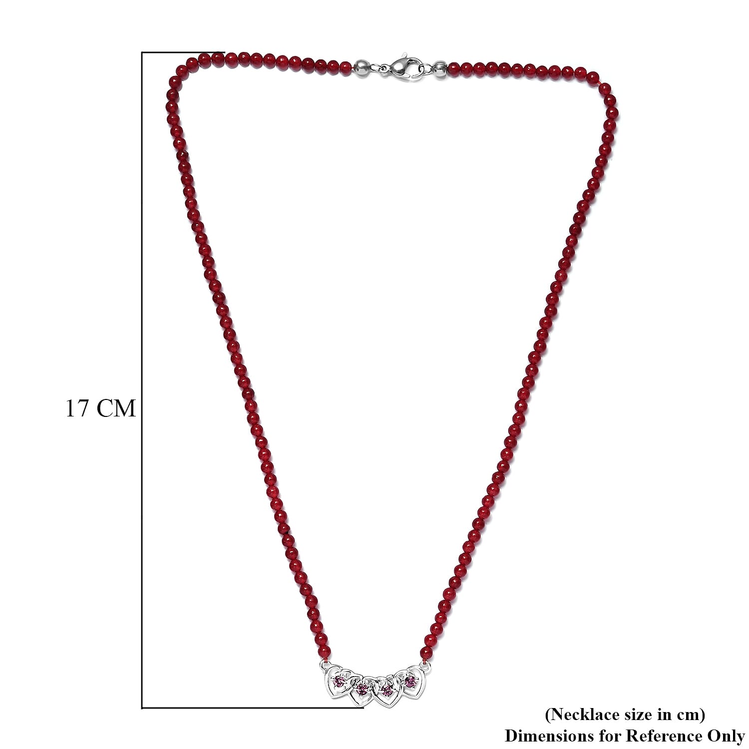 Lotus Garnet and Red Quartzite Beads Necklace (Size 18) in Stainless Steel and Sterling Silver 12.24 Ct.