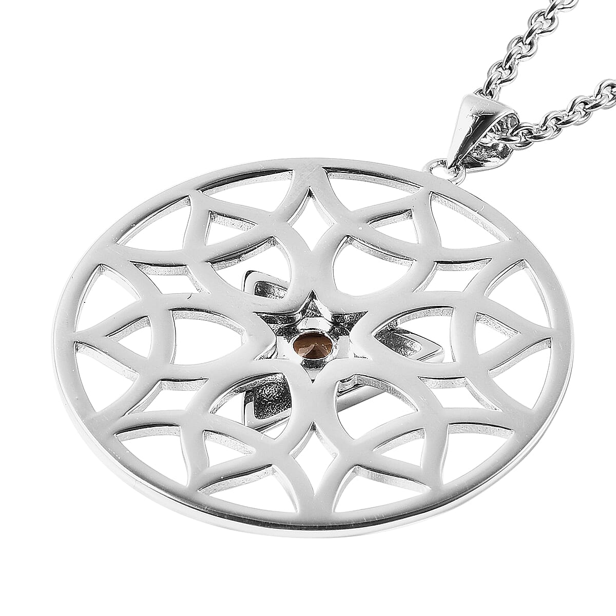 RACHEL GALLEY Chakra Collection - Yellow Sapphire Pendant with Adjustable Chain (Size 18-24-30) in Rhodium Overlay Sterling Silver, Silver wt. 12.66 Gms