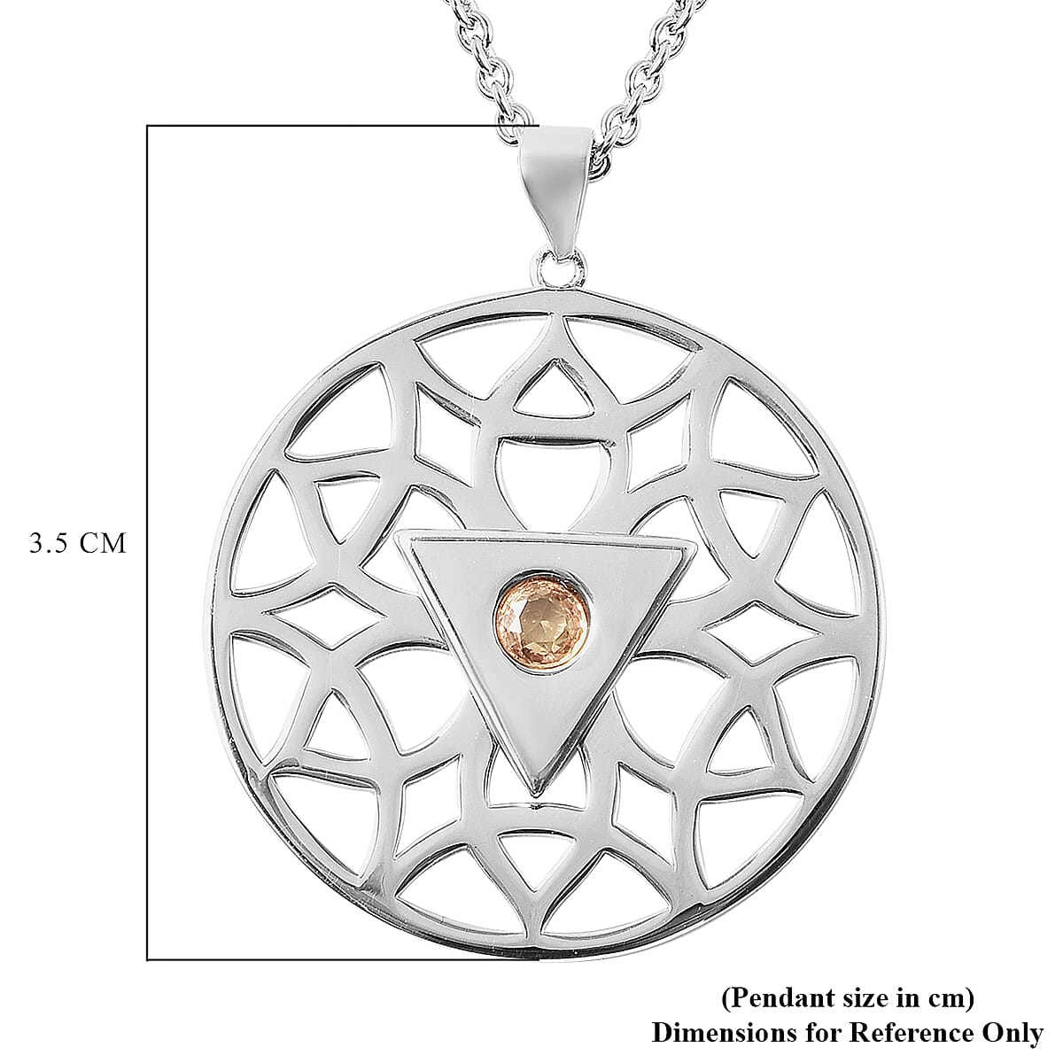 RACHEL GALLEY Chakra Collection - Yellow Sapphire Pendant with Adjustable Chain (Size 18-24-30) in Rhodium Overlay Sterling Silver, Silver wt. 12.66 Gms