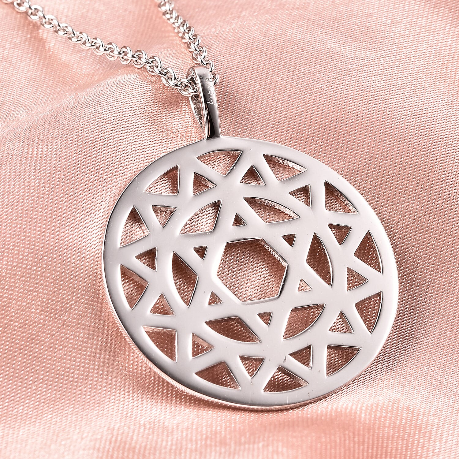 RACHEL GALLEY Chakra Collection - Rhodium Overlay Sterling Silver Pendant with Adjustable Chain (Size 18-24-30), Silver wt. 12.95 Gms