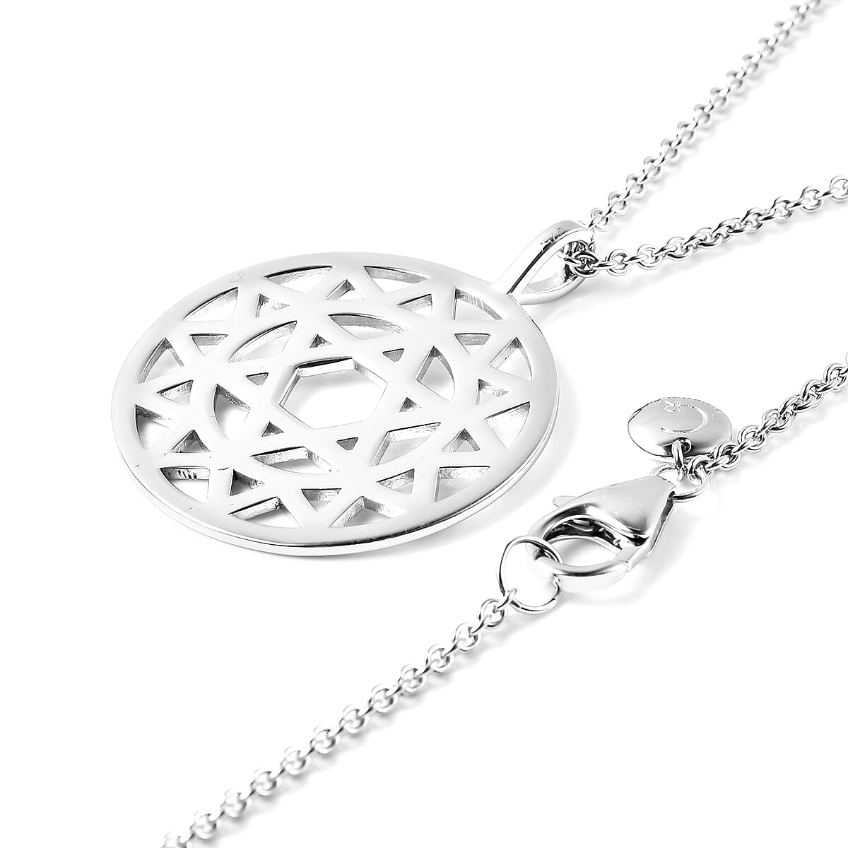 RACHEL GALLEY Chakra Collection - Rhodium Overlay Sterling Silver Pendant with Adjustable Chain (Size 18-24-30), Silver wt. 12.95 Gms