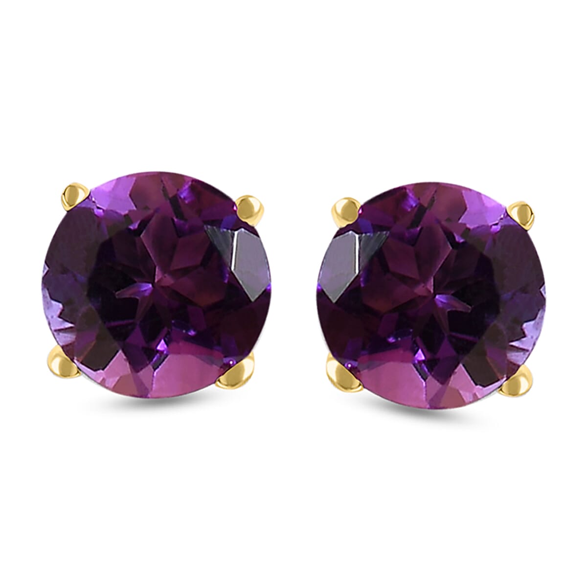 9K Yellow Gold Moroccan Amethyst Solitaire Stud Earrings (with Push Back) 0.89 Ct.