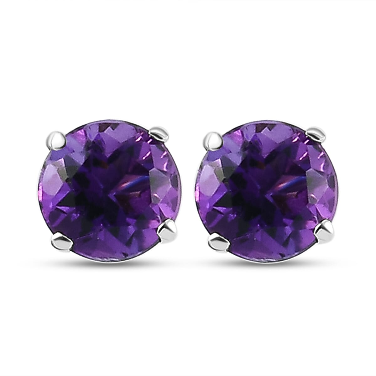 9K White Gold Moroccan Amethyst Solitaire Stud Earrings