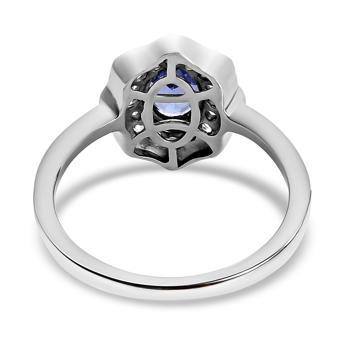 One Time Deal- Tanzanite and Natural Zircon Ring in Platinum Overlay Sterling Silver