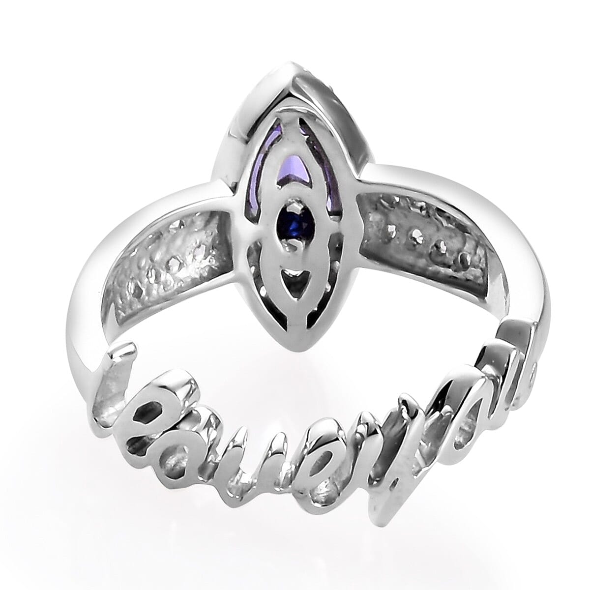 GP Premium Tanzanite, Natural Cambodian Zircon and Blue Sapphire Ring in Platinum Overlay Sterling Silver 1.30 Ct.