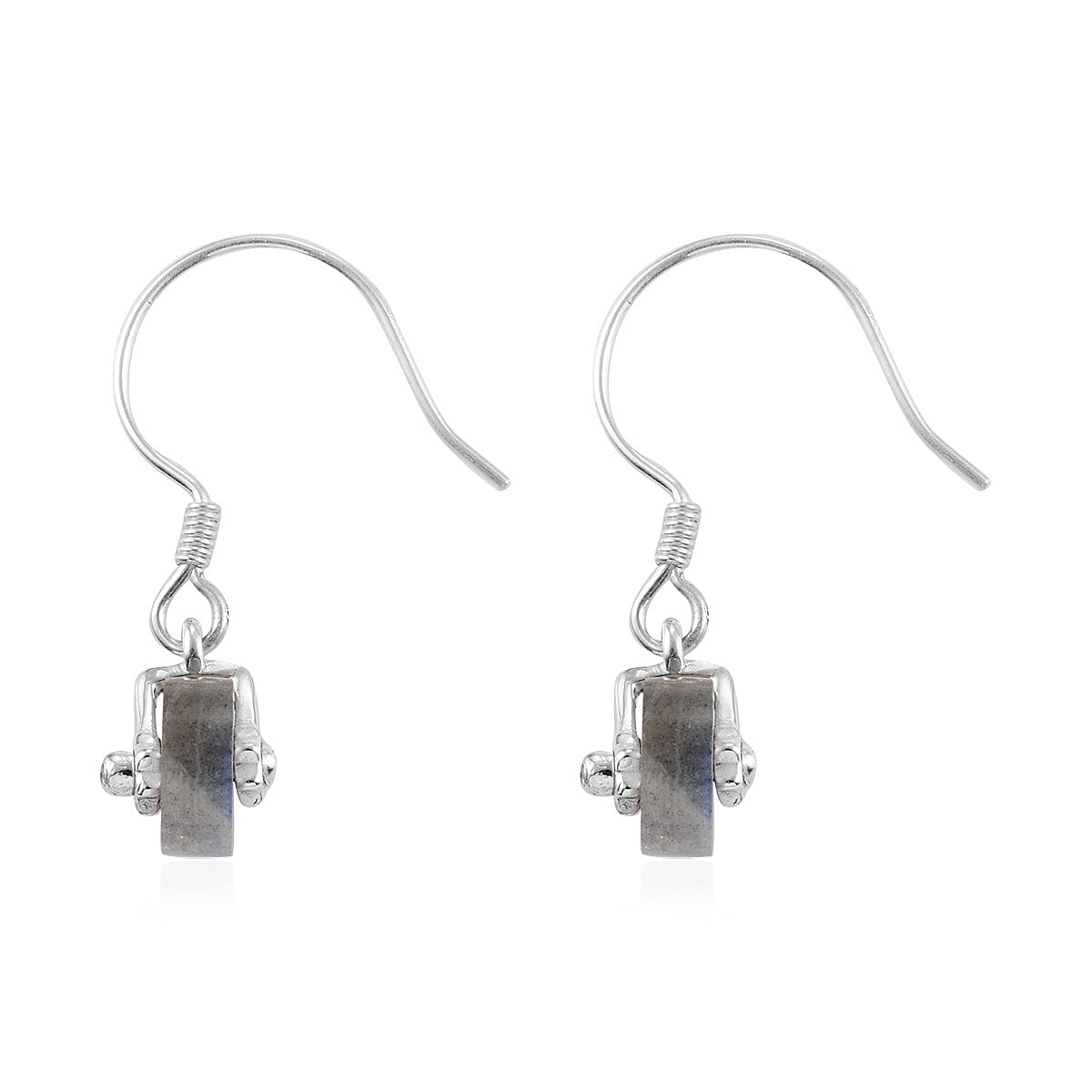 Fire Labradorite and Natural Cambodian Zircon Hook Earrings in Sterling Silver 4.06 Ct.