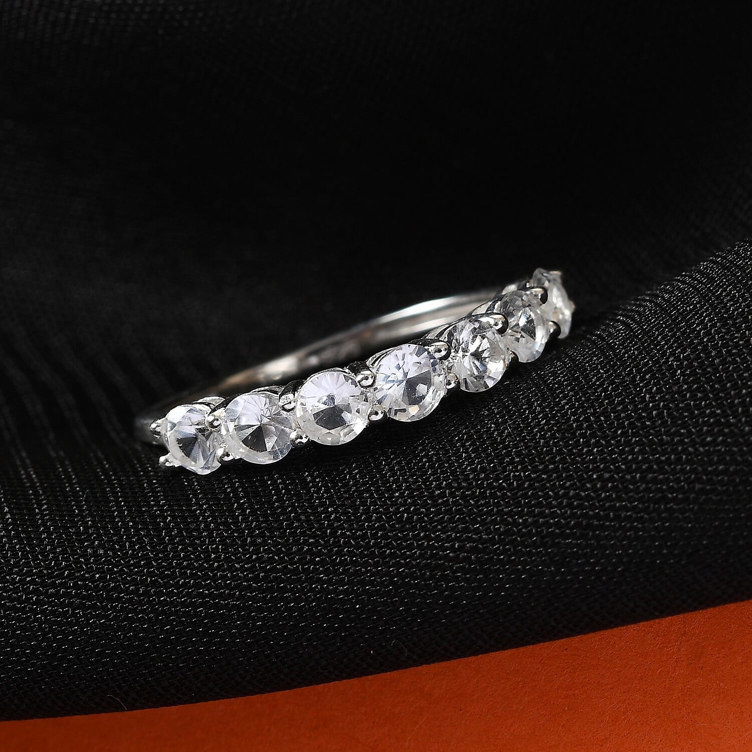 White Sapphire 7-Stone Ring in Sterling Silver 1.25 Ct.