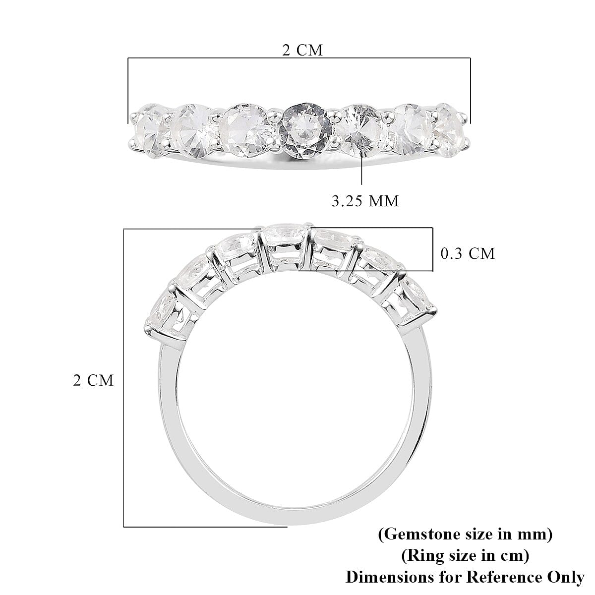 White Sapphire 7-Stone Ring in Sterling Silver 1.25 Ct.