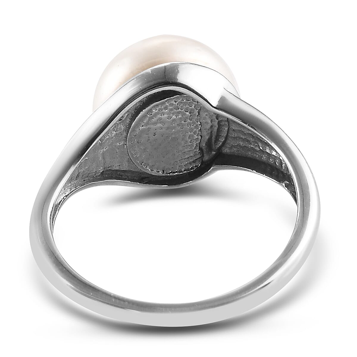 Freshwater Pearl Ring in Platinum Overlay Sterling Silver