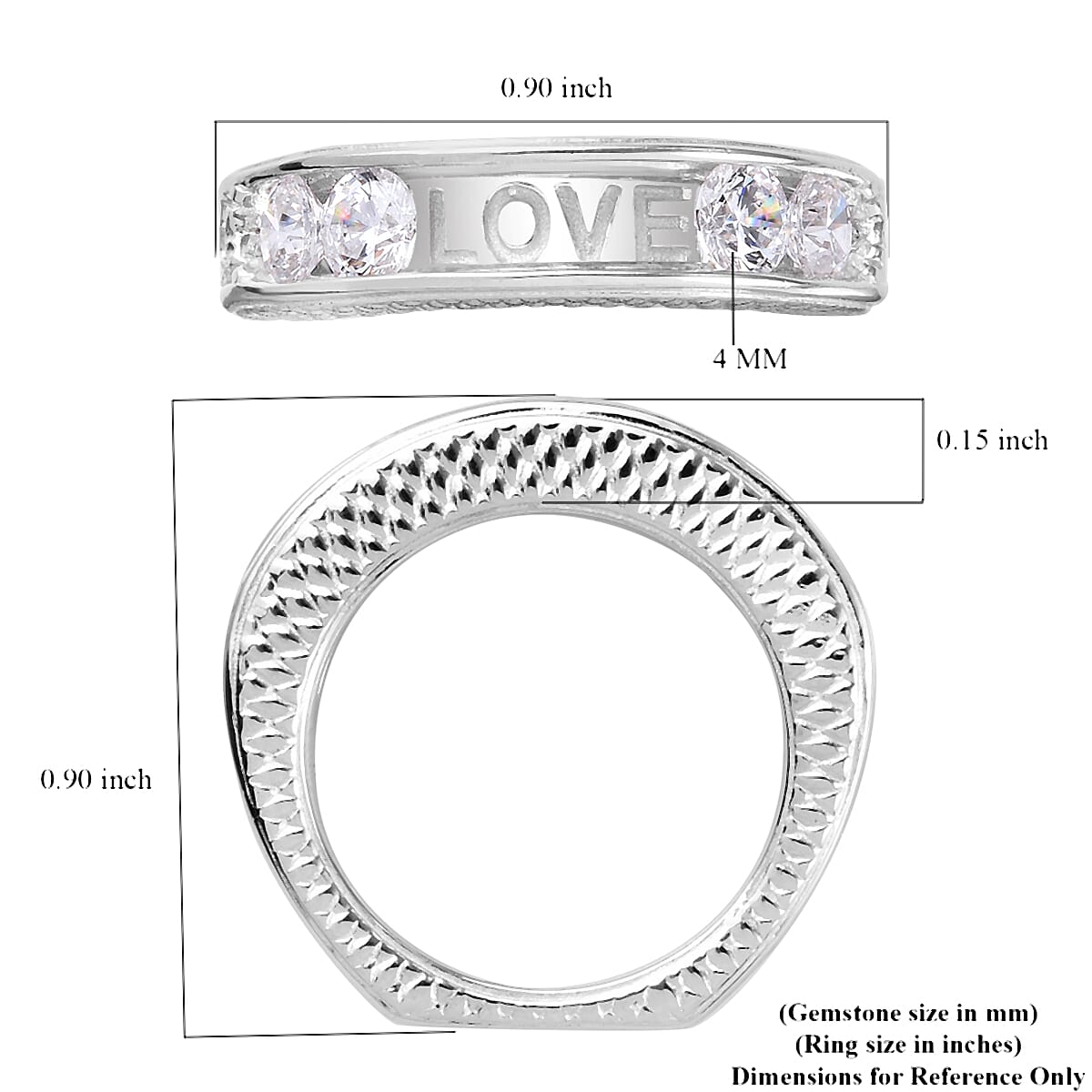 Lustro Stella Platinum Overlay Sterling Silver Band Ring Made with Finest CZ 1.82 Ct.