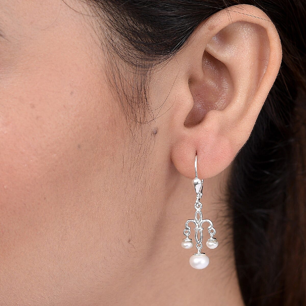Fresh Water Pearl Chandelier Earrings in Sterling Silver