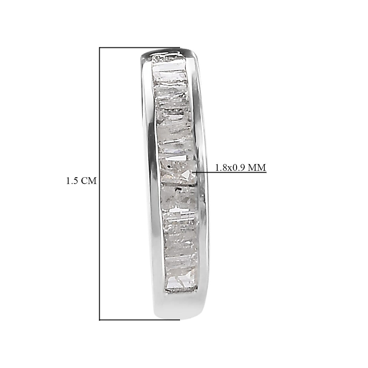 Diamond J Hoop Earrings (with Push Back) in Platinum Overlay Sterling Silver 0.25 Ct.