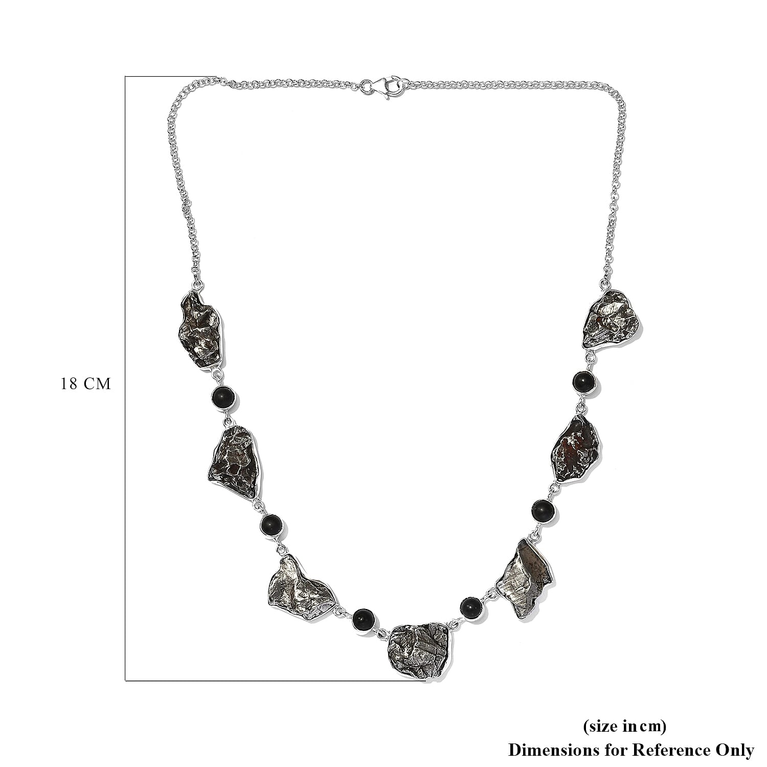 Artisan Crafted - Meteorite and Shungite Necklace (Size 20) in Sterling Silver 145.00 Ct, Silver wt. 13.83 Gms