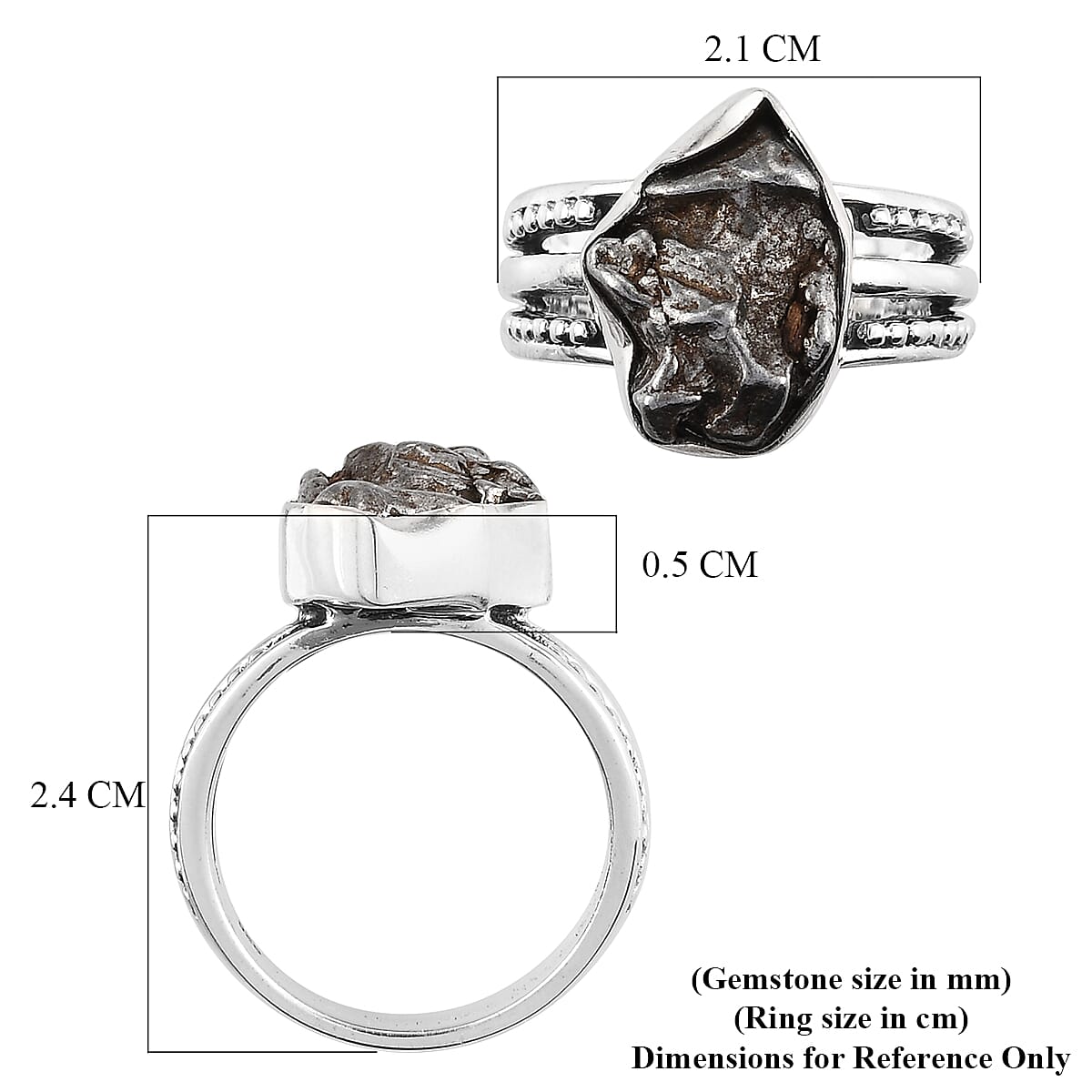 Artisan Crafted - Meteorite Ring in Sterling Silver 12.00 Ct.